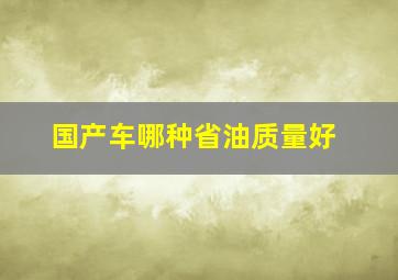 国产车哪种省油质量好