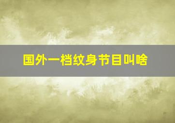 国外一档纹身节目叫啥