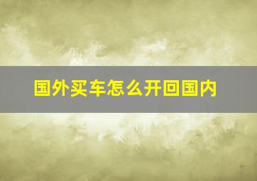 国外买车怎么开回国内