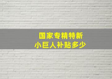 国家专精特新小巨人补贴多少