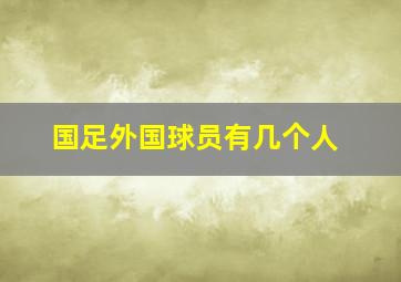 国足外国球员有几个人