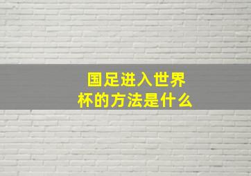 国足进入世界杯的方法是什么