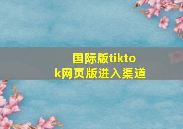 国际版tiktok网页版进入渠道