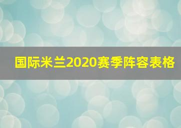 国际米兰2020赛季阵容表格