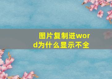 图片复制进word为什么显示不全