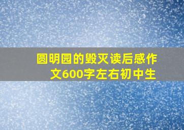 圆明园的毁灭读后感作文600字左右初中生