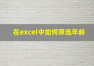 在excel中如何筛选年龄