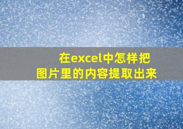 在excel中怎样把图片里的内容提取出来