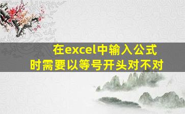 在excel中输入公式时需要以等号开头对不对