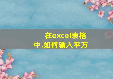 在excel表格中,如何输入平方