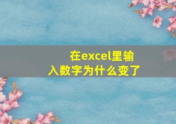 在excel里输入数字为什么变了