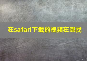 在safari下载的视频在哪找