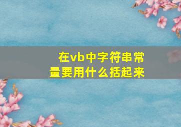 在vb中字符串常量要用什么括起来