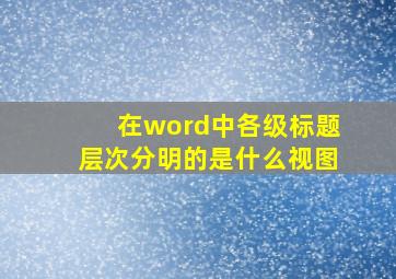 在word中各级标题层次分明的是什么视图