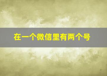 在一个微信里有两个号