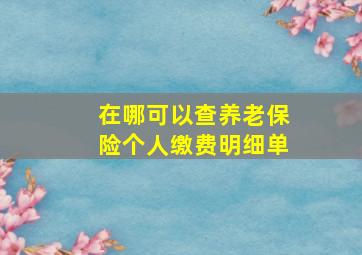 在哪可以查养老保险个人缴费明细单