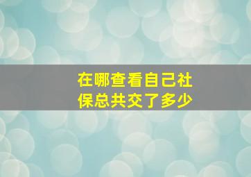 在哪查看自己社保总共交了多少