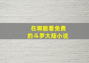 在哪能看免费的斗罗大陆小说