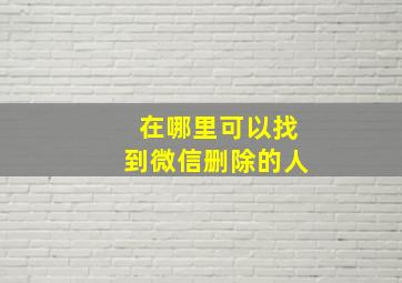 在哪里可以找到微信删除的人