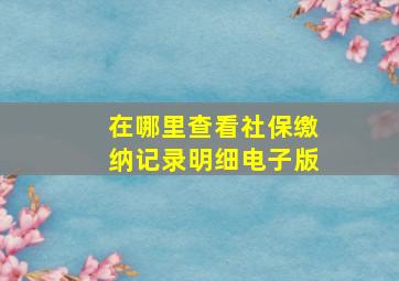 在哪里查看社保缴纳记录明细电子版