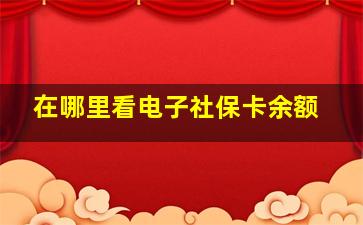 在哪里看电子社保卡余额