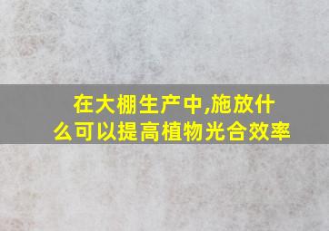 在大棚生产中,施放什么可以提高植物光合效率