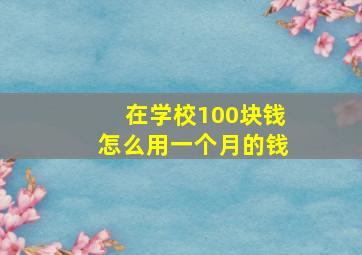 在学校100块钱怎么用一个月的钱