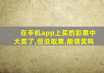 在手机app上买的彩票中大奖了,但没取票,能领奖吗