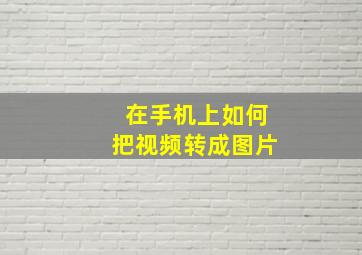 在手机上如何把视频转成图片