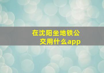 在沈阳坐地铁公交用什么app