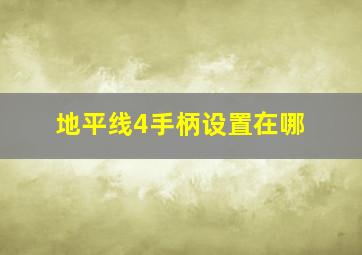 地平线4手柄设置在哪