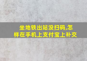 坐地铁出站没扫码,怎样在手机上支付宝上补交