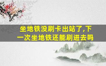 坐地铁没刷卡出站了,下一次坐地铁还能刷进去吗