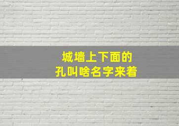 城墙上下面的孔叫啥名字来着