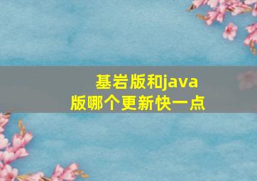 基岩版和java版哪个更新快一点