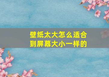 壁纸太大怎么适合到屏幕大小一样的