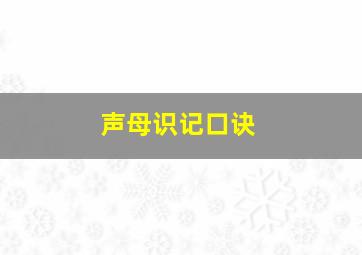 声母识记口诀