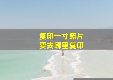 复印一寸照片要去哪里复印