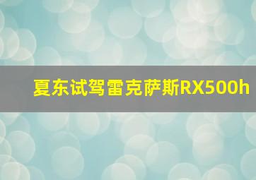 夏东试驾雷克萨斯RX500h