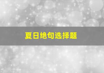 夏日绝句选择题