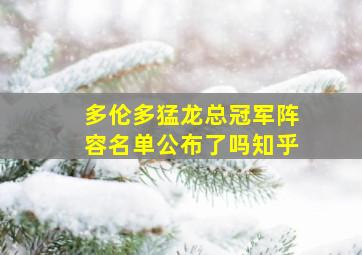 多伦多猛龙总冠军阵容名单公布了吗知乎