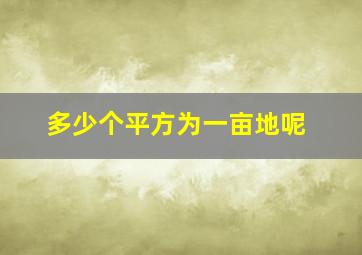 多少个平方为一亩地呢