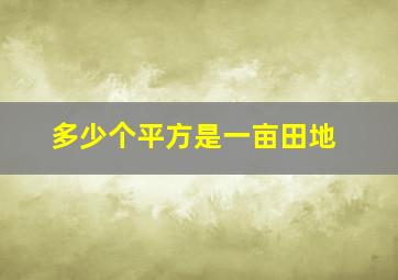 多少个平方是一亩田地