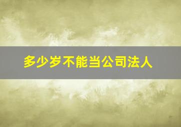 多少岁不能当公司法人