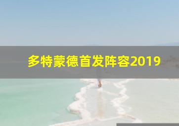 多特蒙德首发阵容2019