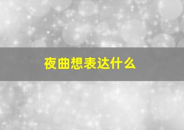 夜曲想表达什么