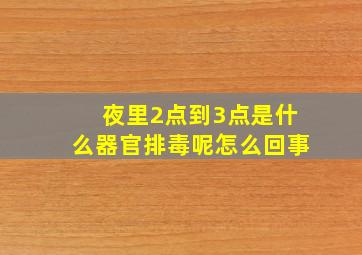 夜里2点到3点是什么器官排毒呢怎么回事