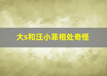 大s和汪小菲相处奇怪