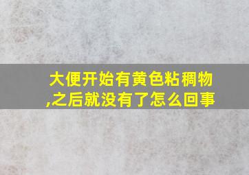 大便开始有黄色粘稠物,之后就没有了怎么回事