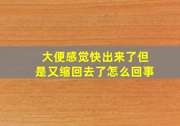 大便感觉快出来了但是又缩回去了怎么回事